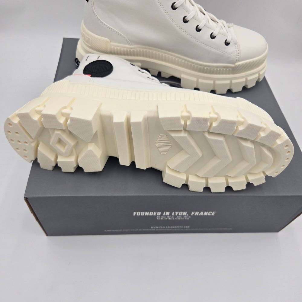Palladium Revolt Hi TX Platform Boots Women's Size 10 White Marshmallow Canvas - Picture 2 of 8